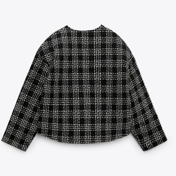 Zara TEXTURED WEAVE QUILTED JACKET Size Medium - Picture 8 of 8